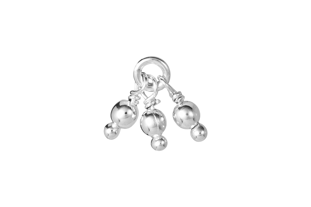 Sterling silver ring with 3 beads charm