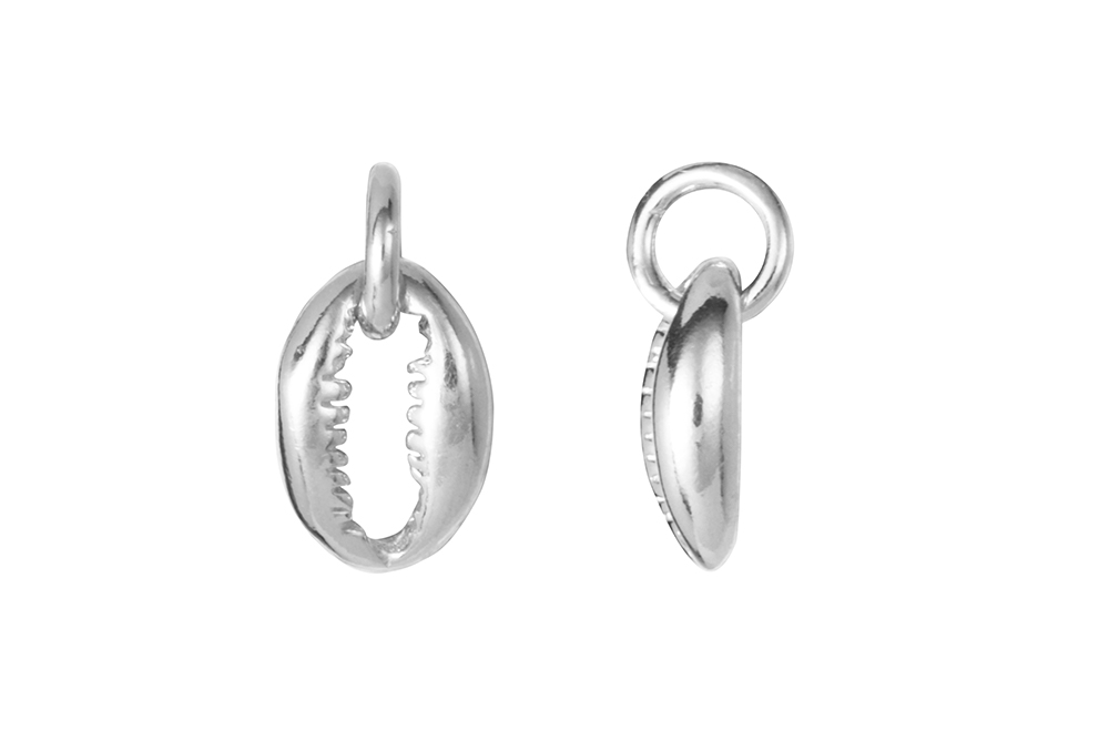 [15487FPL] Sterling silver shell 6x4mm charm (Sterling silver)