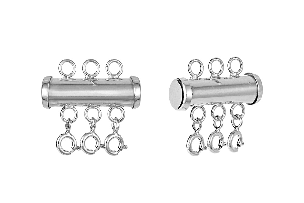 Cierre tubo plata 925 para 3 cadenas