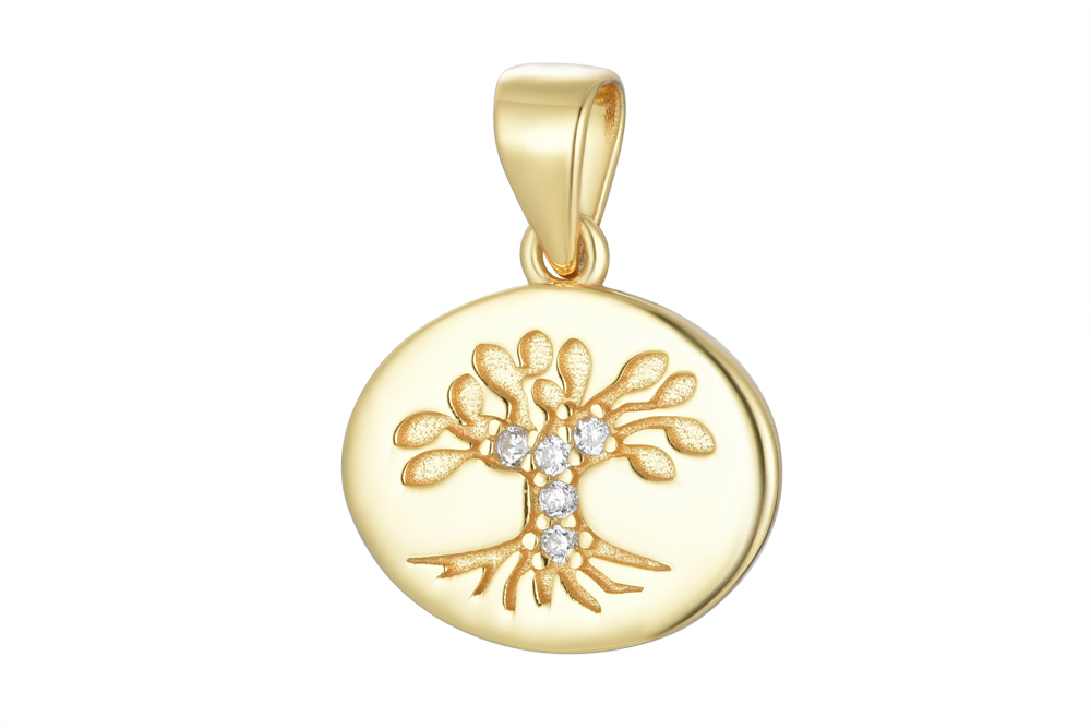Sterling silver tree of life zirconia charm