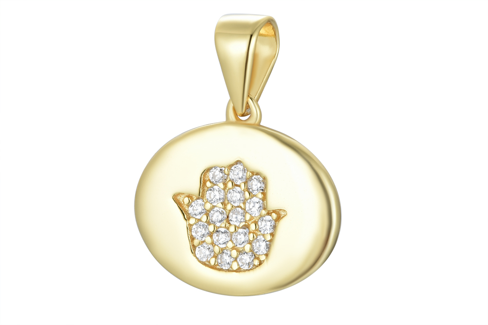 Sterling silver hand of fatima zirconia charm