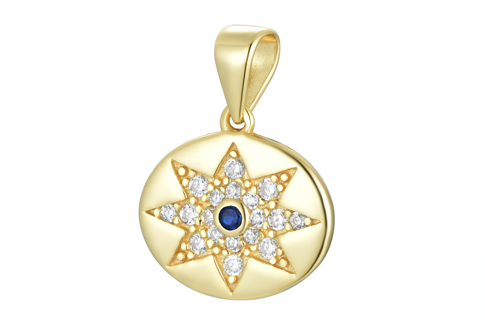 [15526FZBLZADO] Sterling silver sun zirconia charm (Gold plated)