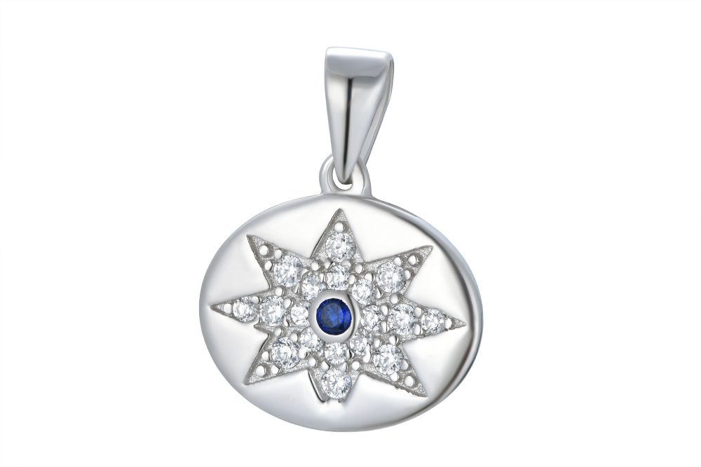 Sterling silver sun zirconia charm