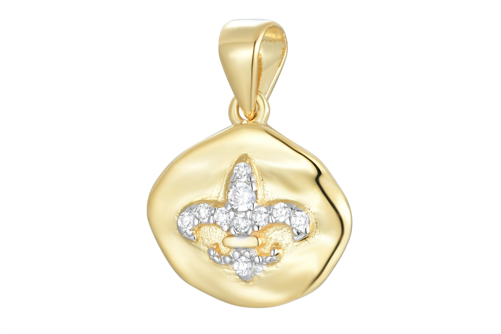 Sterling silver lis flower zirconia charm