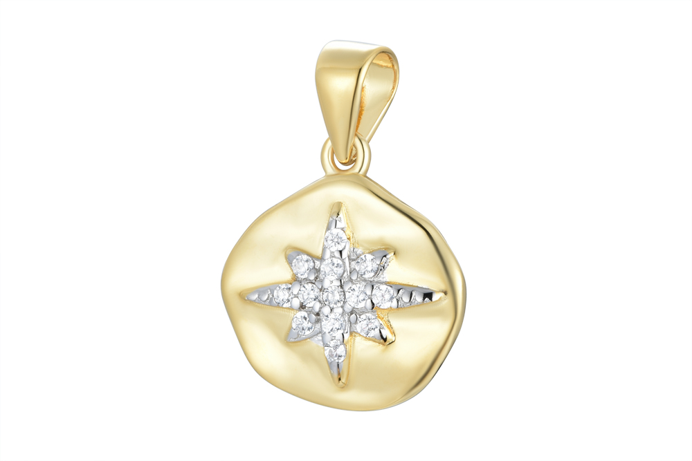 Sterling silver compass rose zirconia charm