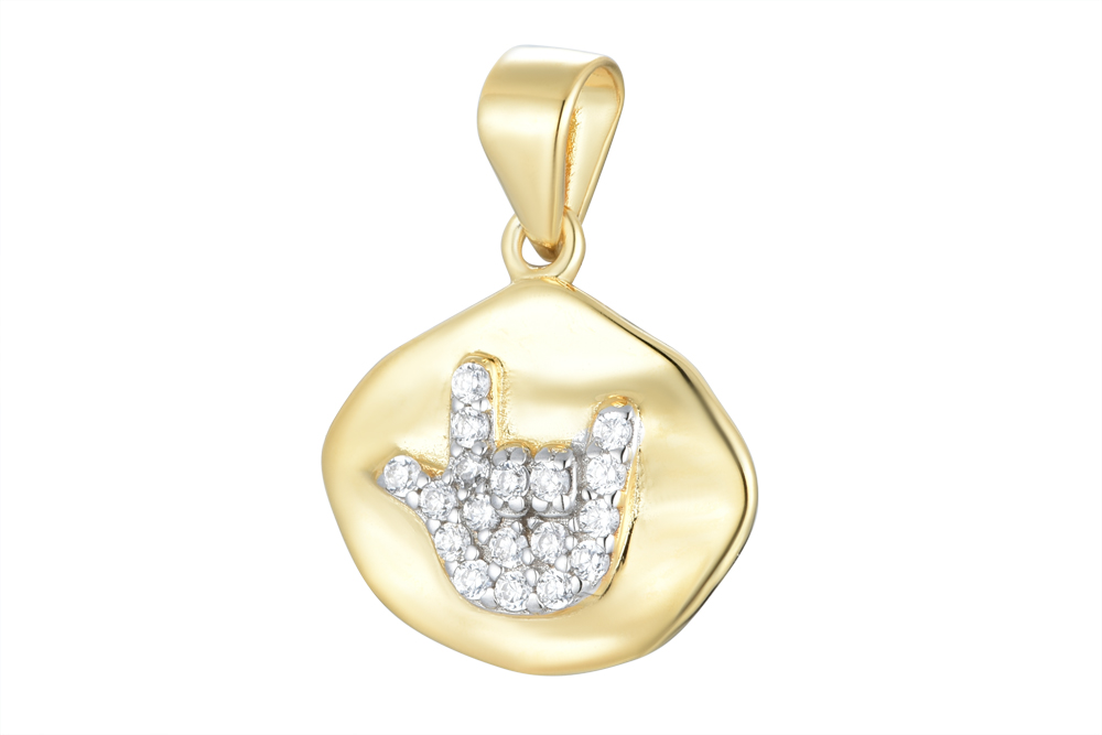Sterling silver rock and roll symbol zirconia charm