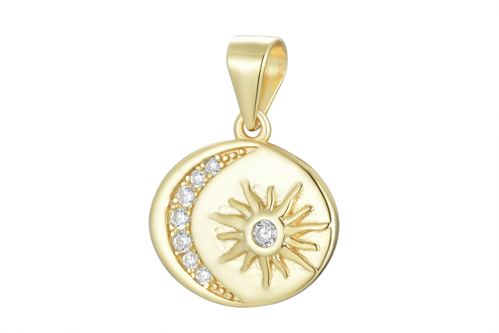 Charm plata 925 sol y luna zirconita