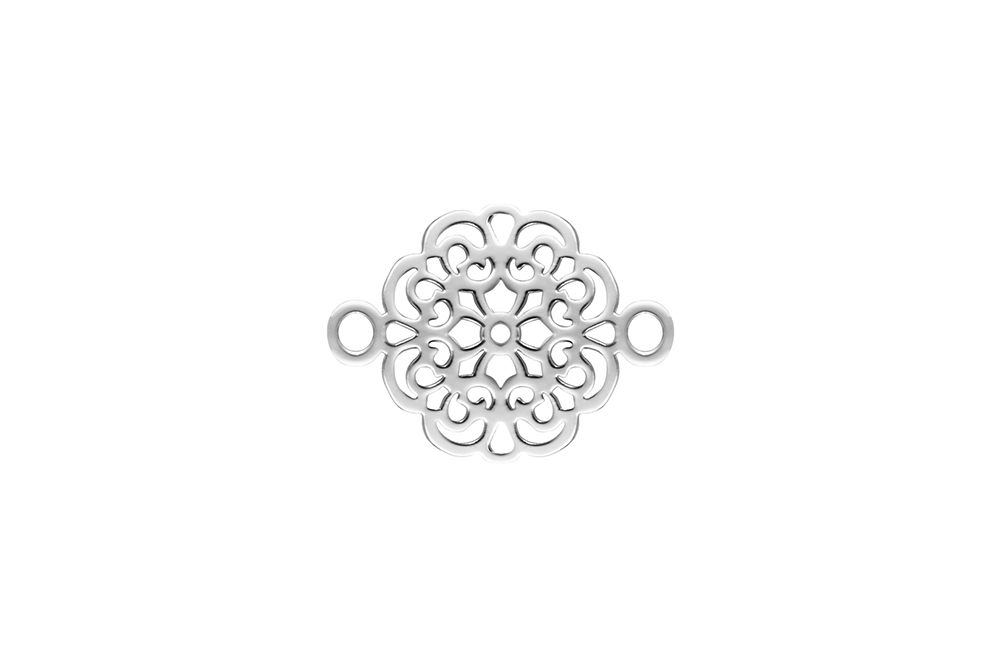 Sterling silver mandala connector charm