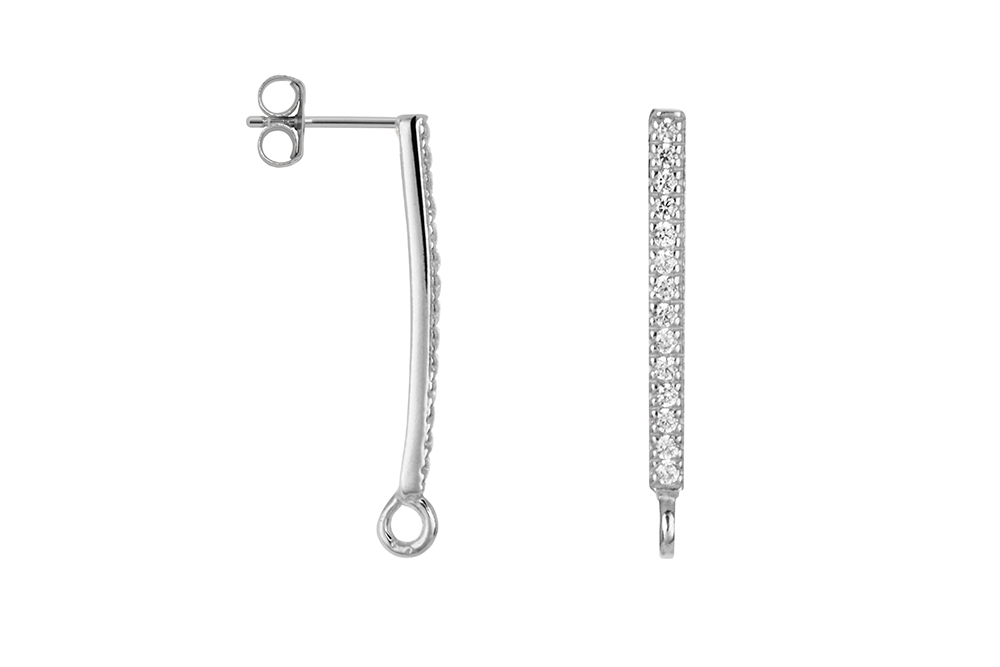 Base de pendiente plata 925 barra 16x2mm zirconita