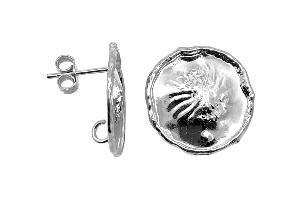[16536FE180PL] Base de pendiente plata 925 redonda 18mm (Plata)