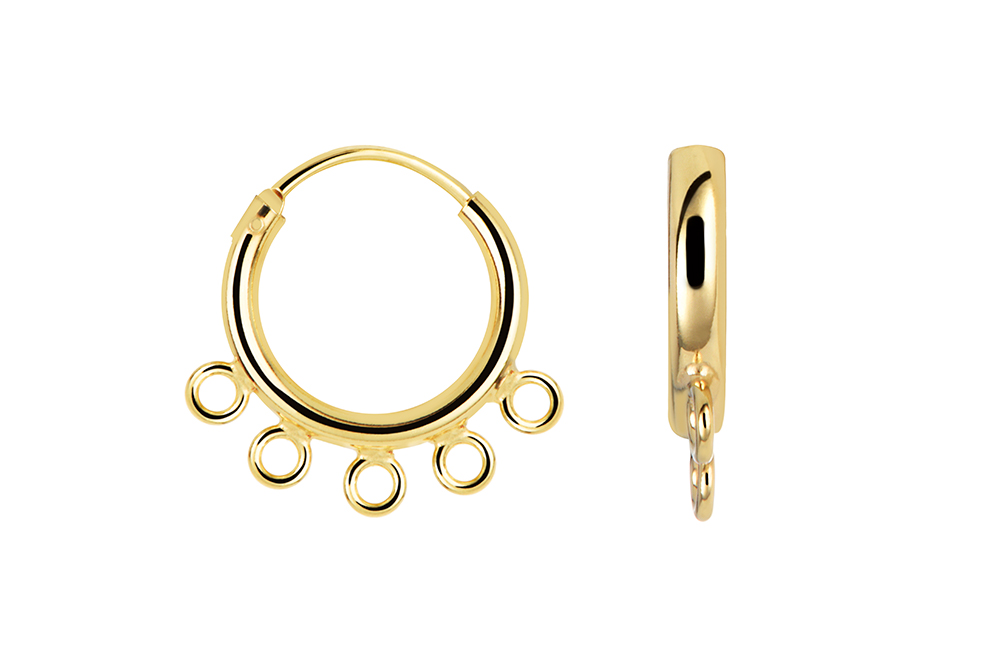 Base de pendiente plata 925 aro cinco anillas