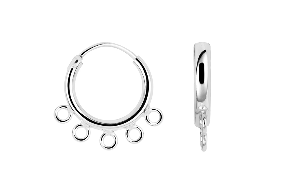 Base de pendiente plata 925 aro cinco anillas