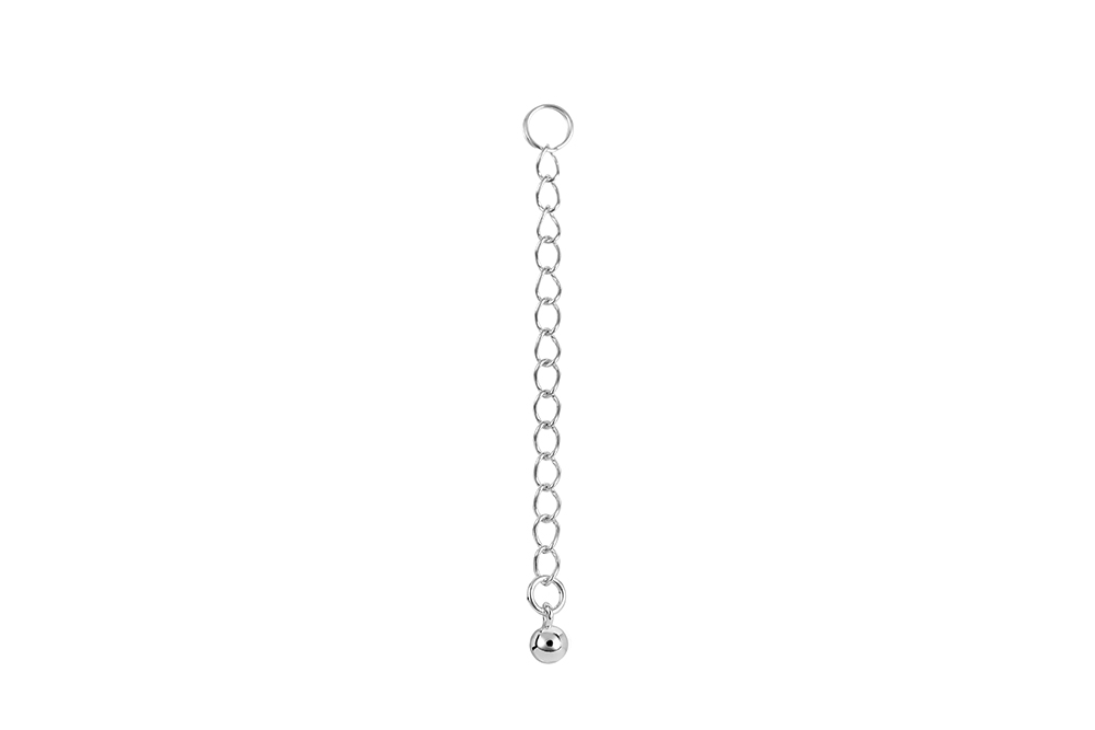 [16929FM030PL] Extensión 3mm plata 925 bola 4mm con anilla llavero 5mm (3MM, Plata)