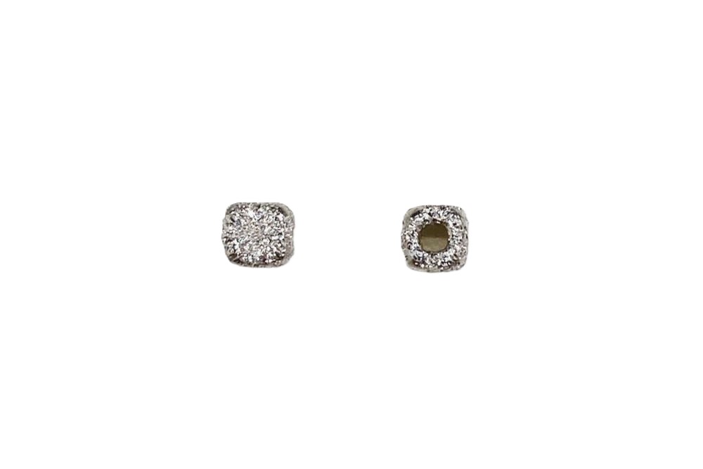 Cubo plata 925 diamantado 3mm agujero interior 1.5 mm