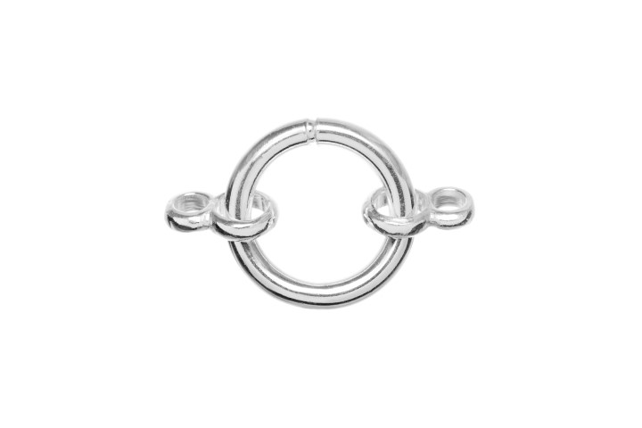 Silver 925 finding open ring with two end rings