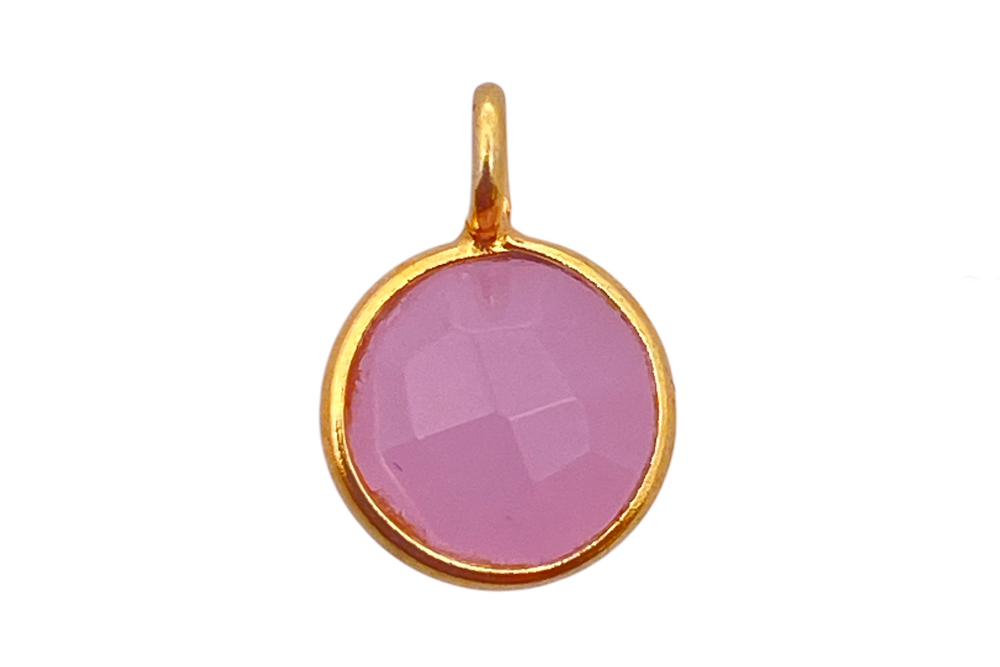 Sterling silver semiprecious stones round charm