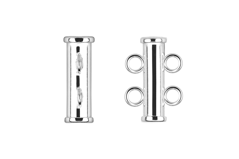 Cierre tubo plata 925 para 2 cadenas sin reasa