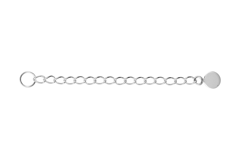Extensión plata 925 con mini placa 5mm con anilla llavero 5mm