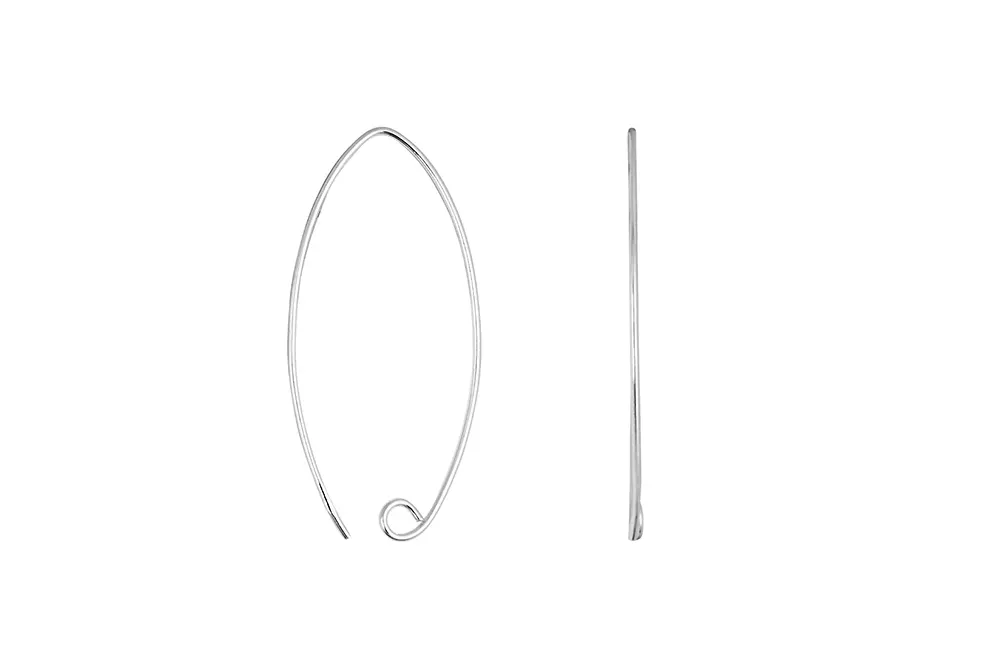 Gancho oval pendiente plata 925 con anilla abierta