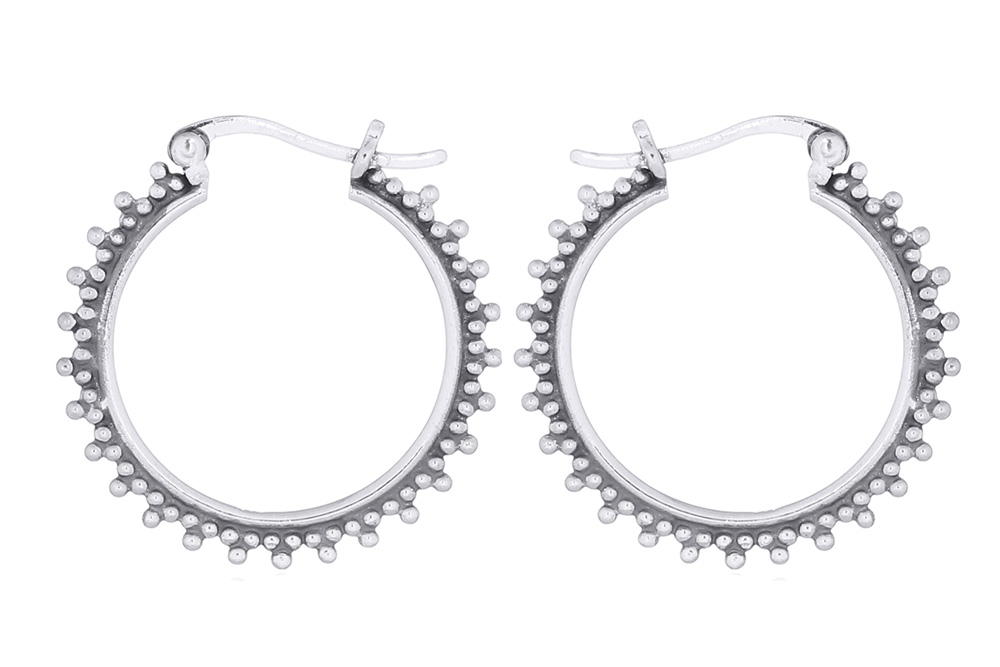 Sterling silver little beads earring hoop