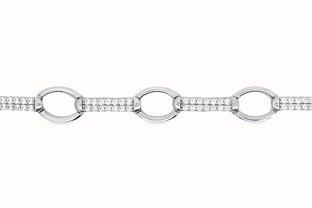 Pulsera plata 925 anillas ovaladas intercaladas con barras