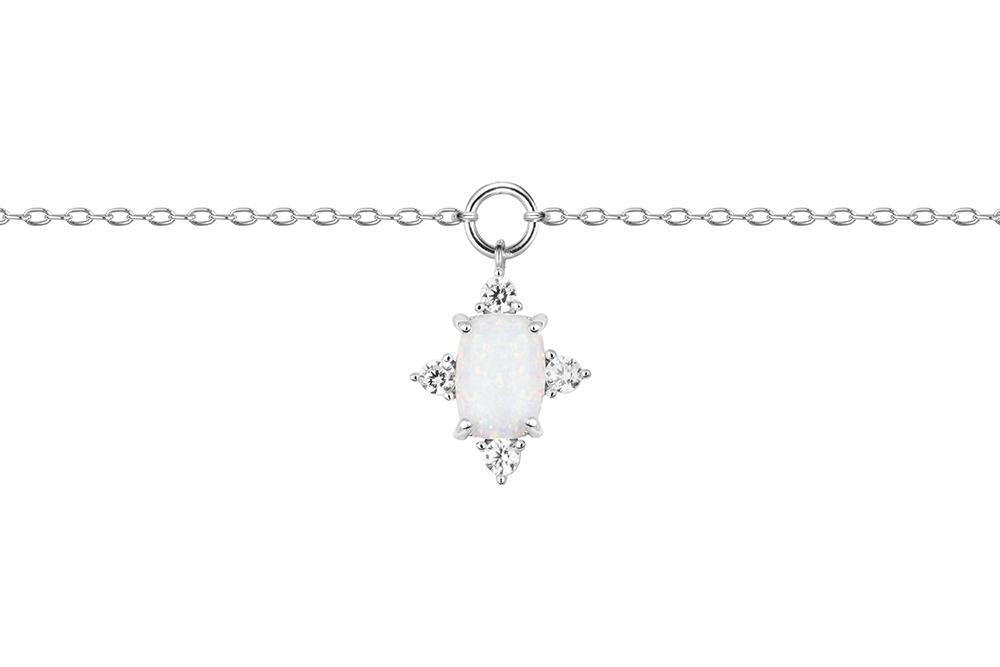 Sterling silver rectangular-shaped stone necklace