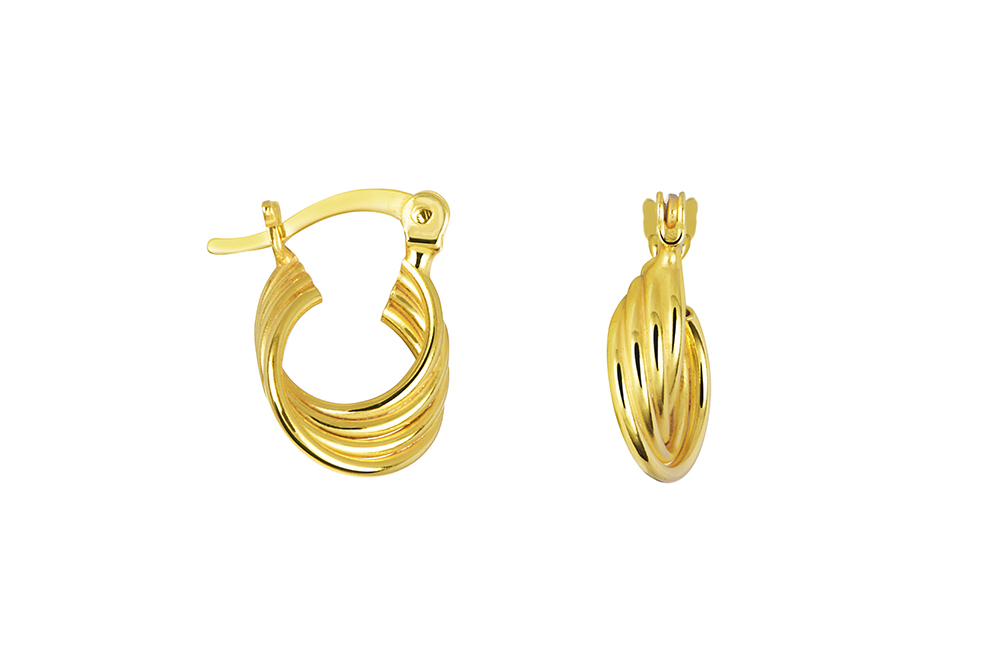 Sterling silver hoop earring with four lines