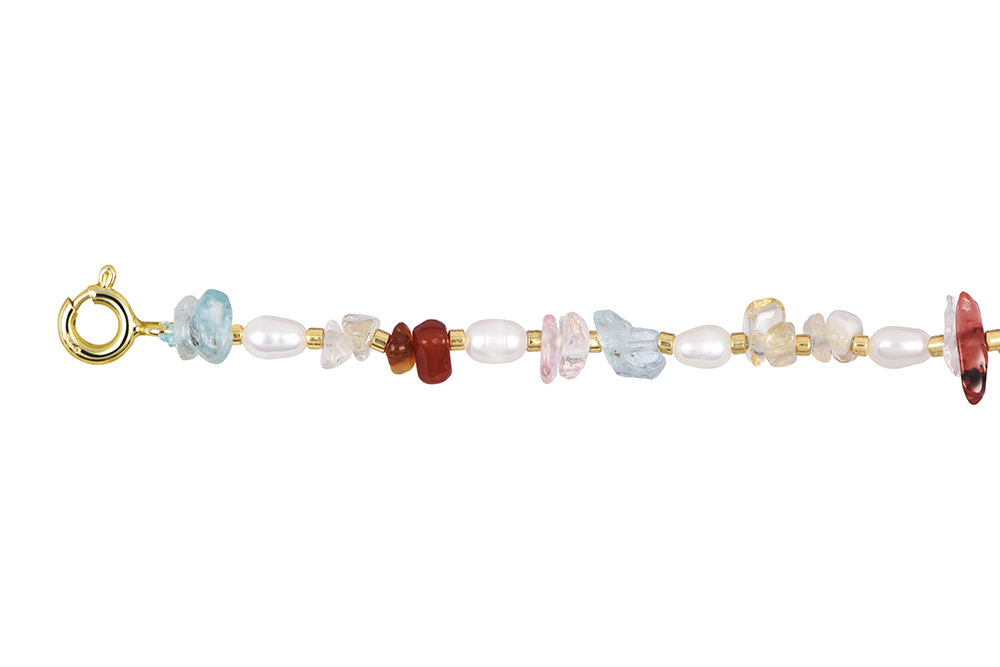 Sterling silver mix seiprecious stones & pearls bracelet