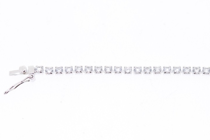 Pulsera plata rodiada cz 2mm tennis una linea 