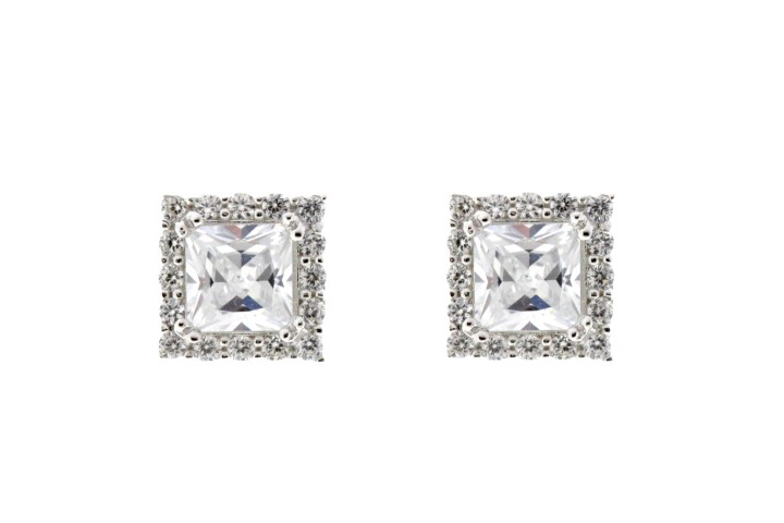 Pendiente plata 925 con zirconita cuadrado 