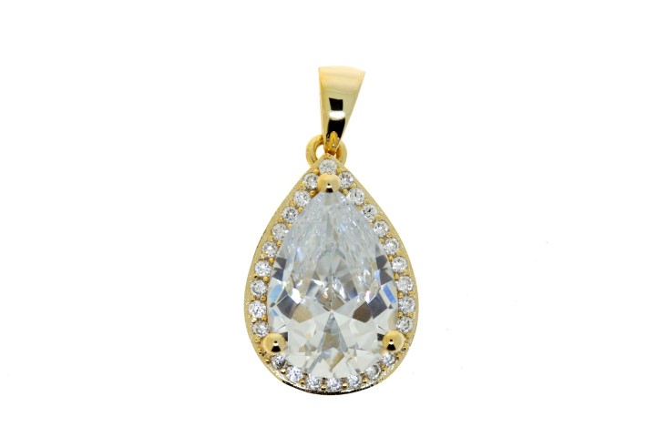 Colgante plata 925 forma de gota con circonita