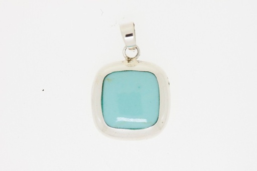 [04864000TURQ] Colgante plata lisa cuadrado  (Piedra reconstituida, Turquesa)