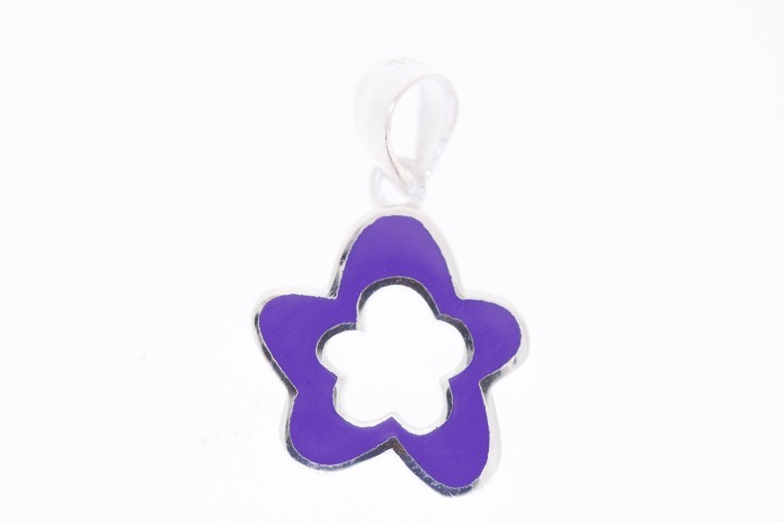 Colgante plata lisa esmaltada flor 