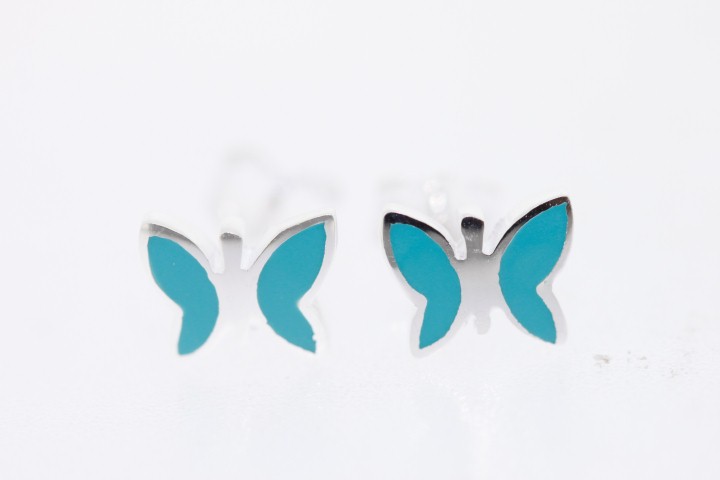 Pendiente plata 925 esmaltada mariposa