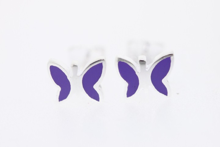 [04895000ELIL] Pendiente plata 925 esmaltada mariposa (Lila claro)