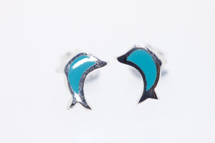 Pendiente plata 925 esmaltada delfin