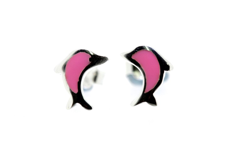 Pendiente plata 925 esmaltada delfin