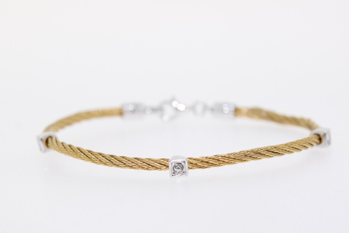 Pulsera plata cable acero 