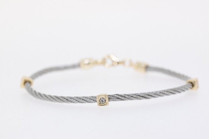 Pulsera plata cable acero 
