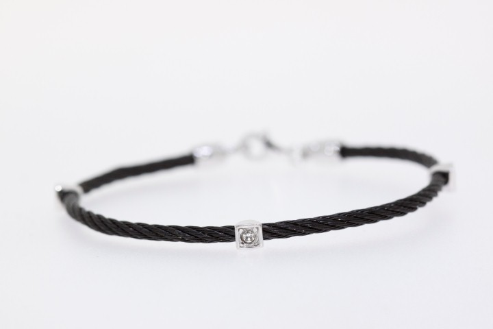 Pulsera plata cable acero 
