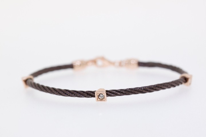 Pulsera plata cable acero 