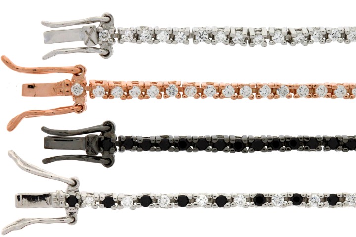 Silver 925 bracelet riviere cz 18cm rose gold plated