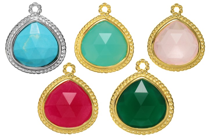Charm silver 925 semiprecious stone