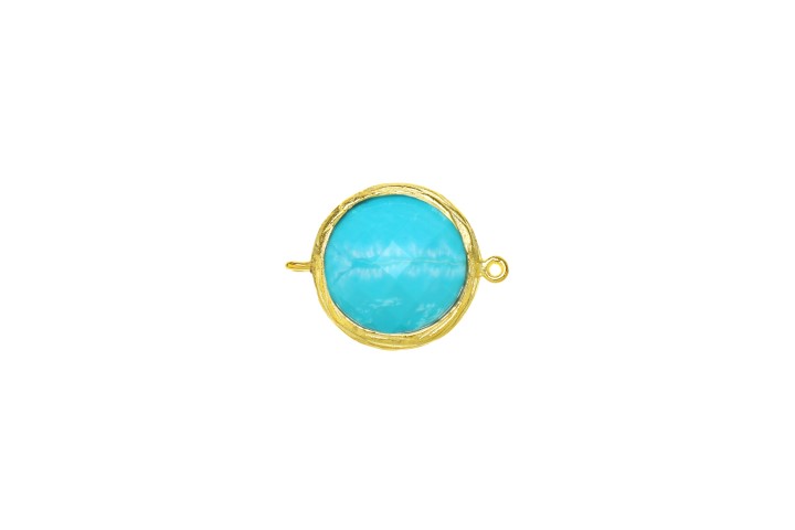 [090090002RTU] Entrepieza plata 925 texturada p.semipreciosa  (Piedra semipreciosa, Turquesa, Oro)