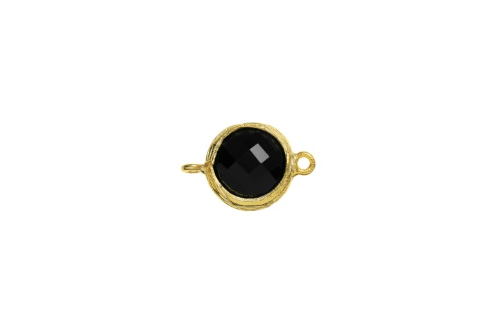 [090100002GON] Entrepieza plata 925 texturada p.semipreciosa  (Negro, Oro)
