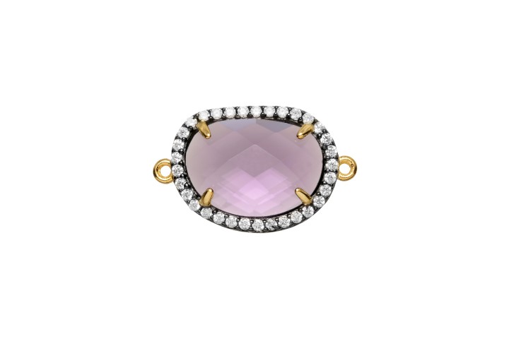 [090150002RAM] Entrepieza plata 925 piedra semi preciosa & cz  (Amatista)