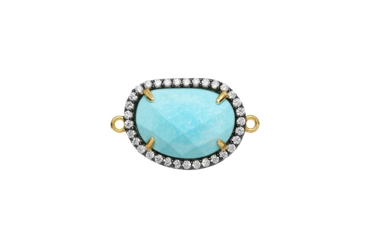 Silver 925  semi precious stone cz finding