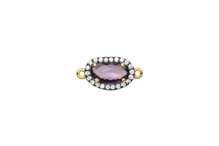 [090160002RAM] Entrepieza plata 925 piedra semi preciosa & cz  (Amatista)