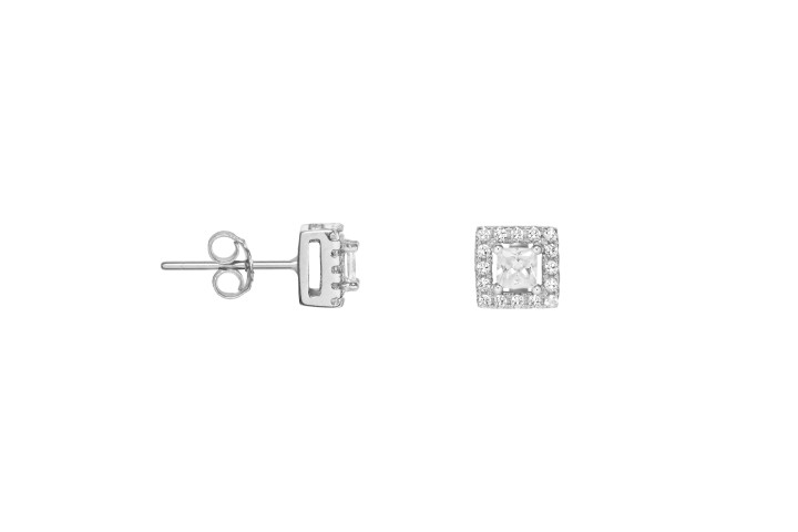 [093280001WBL] Pendiente plata 925 cuadrado cz  (Blanca)