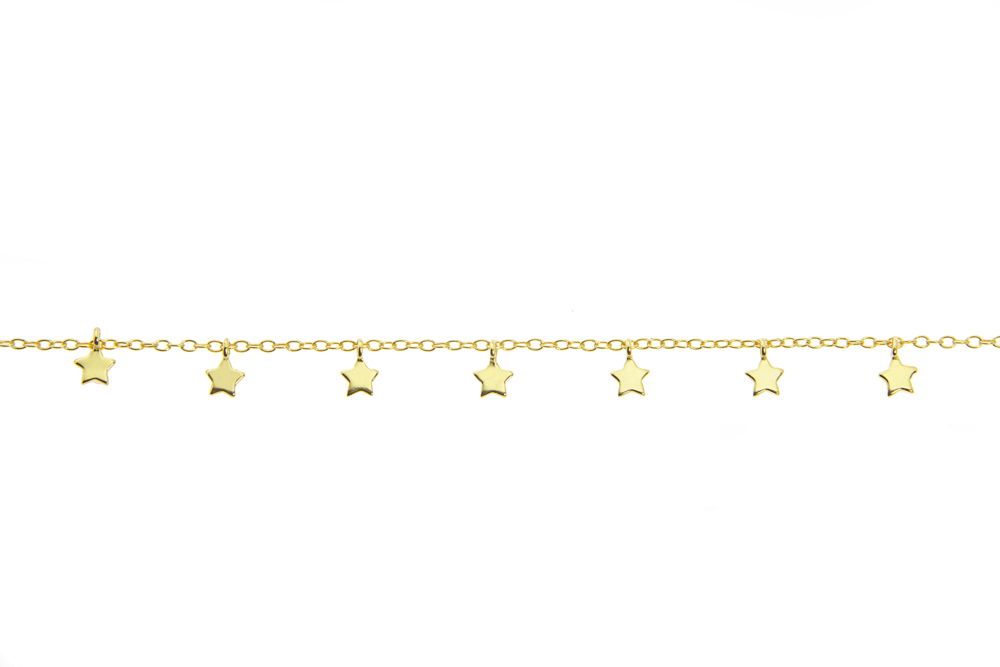 [13265P1500DO] Silver 925 stars bracelet (Gold plated)